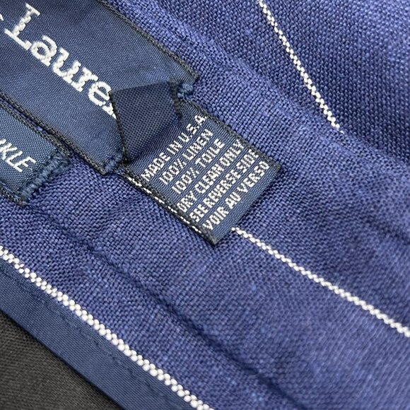 *SOLD*Ralph Lauren Blue Pinstriped Linen Women 2 Piece Suit USA Blue Label VTG - Picture 16 of 16